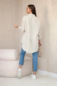 Cotton muslin shirt oversize ART208 / – Dark || beige цвет / color | Lexline Fashion