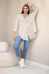 Cotton muslin shirt oversize ART208 / – Dark || beige цвет / color | Lexline Fashion