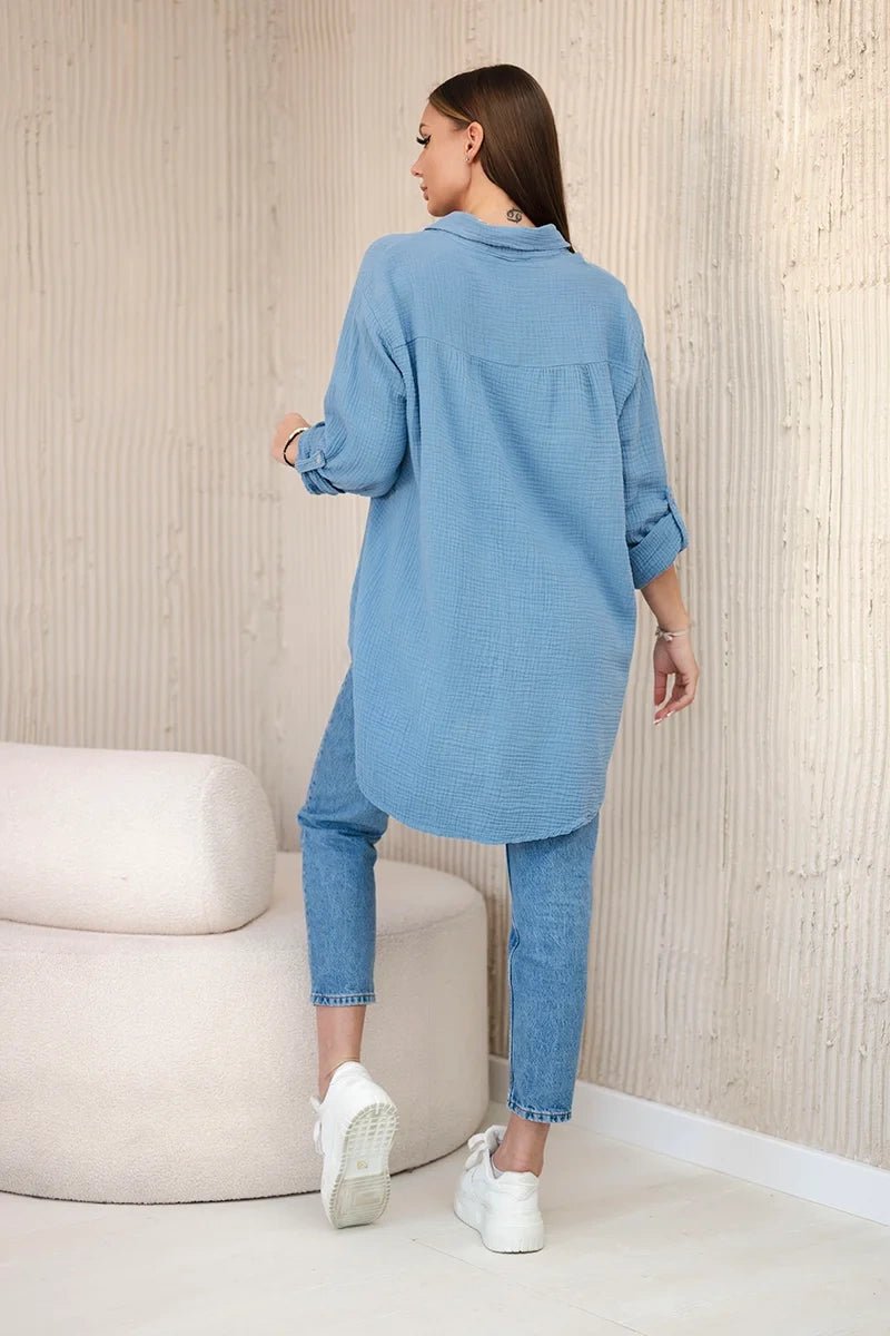 Cotton muslin shirt oversize ART208 / – Jeans цвет / color | Lexline Fashion