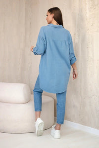 Cotton muslin shirt oversize ART208 / – Jeans цвет / color | Lexline Fashion