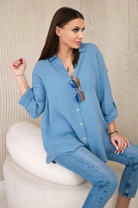Cotton muslin shirt oversize ART208 / – Jeans цвет / color | Lexline Fashion