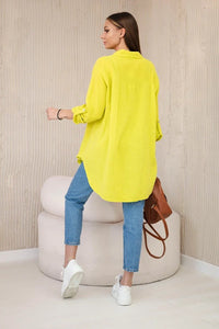Cotton muslin shirt oversize ART208 / – Kiwi цвет / color | Lexline Fashion