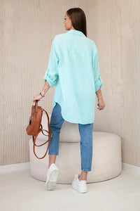 Cotton muslin shirt oversize ART208 / – Mint цвет / color | Lexline Fashion