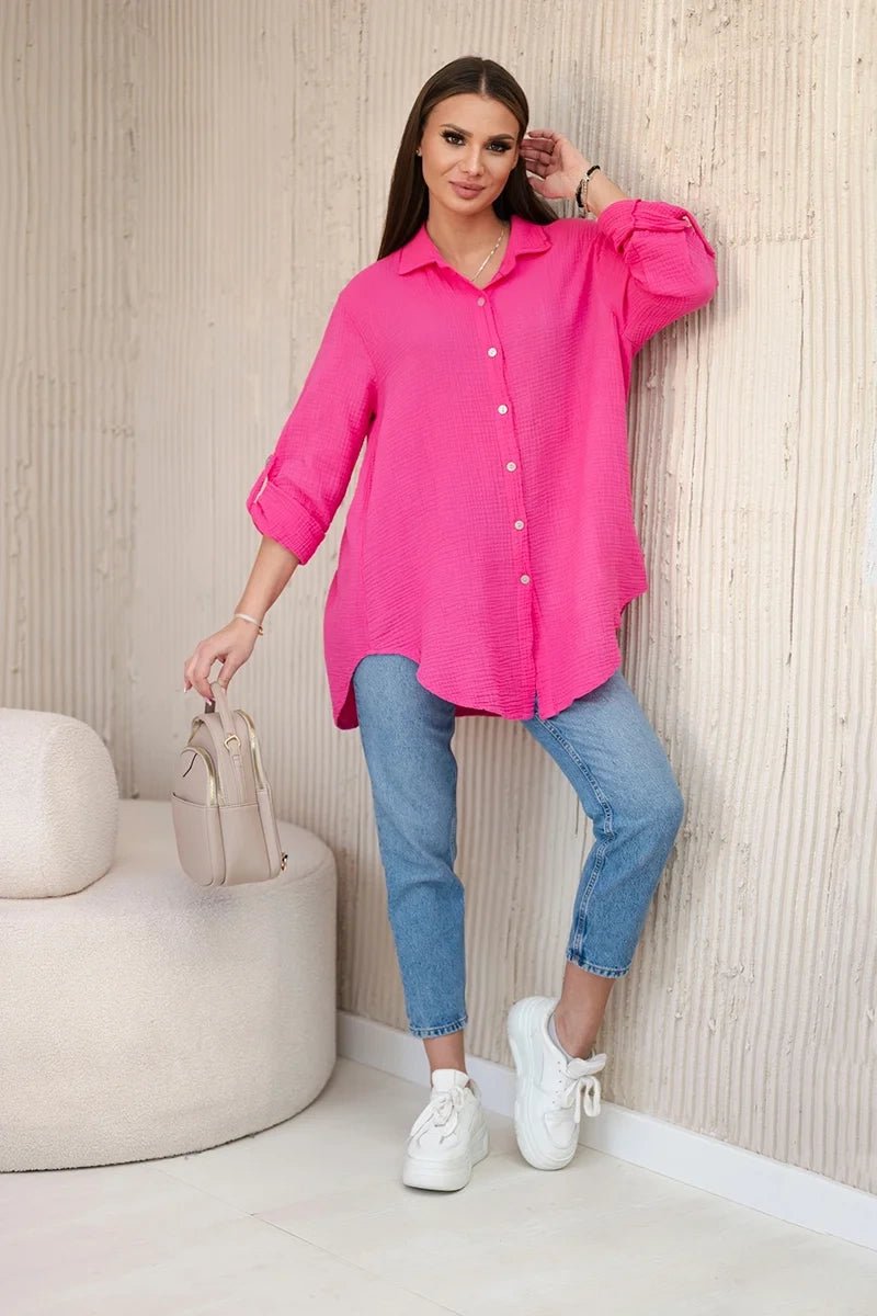 Cotton muslin shirt oversize ART208 / – Pink цвет / color | Lexline Fashion