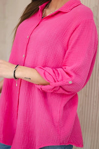 Cotton muslin shirt oversize ART208 / – Pink цвет / color | Lexline Fashion