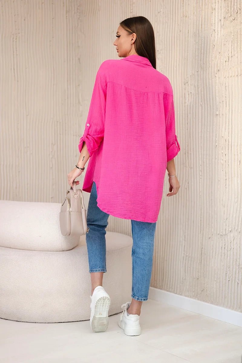 Cotton muslin shirt oversize ART208 / – Pink цвет / color | Lexline Fashion