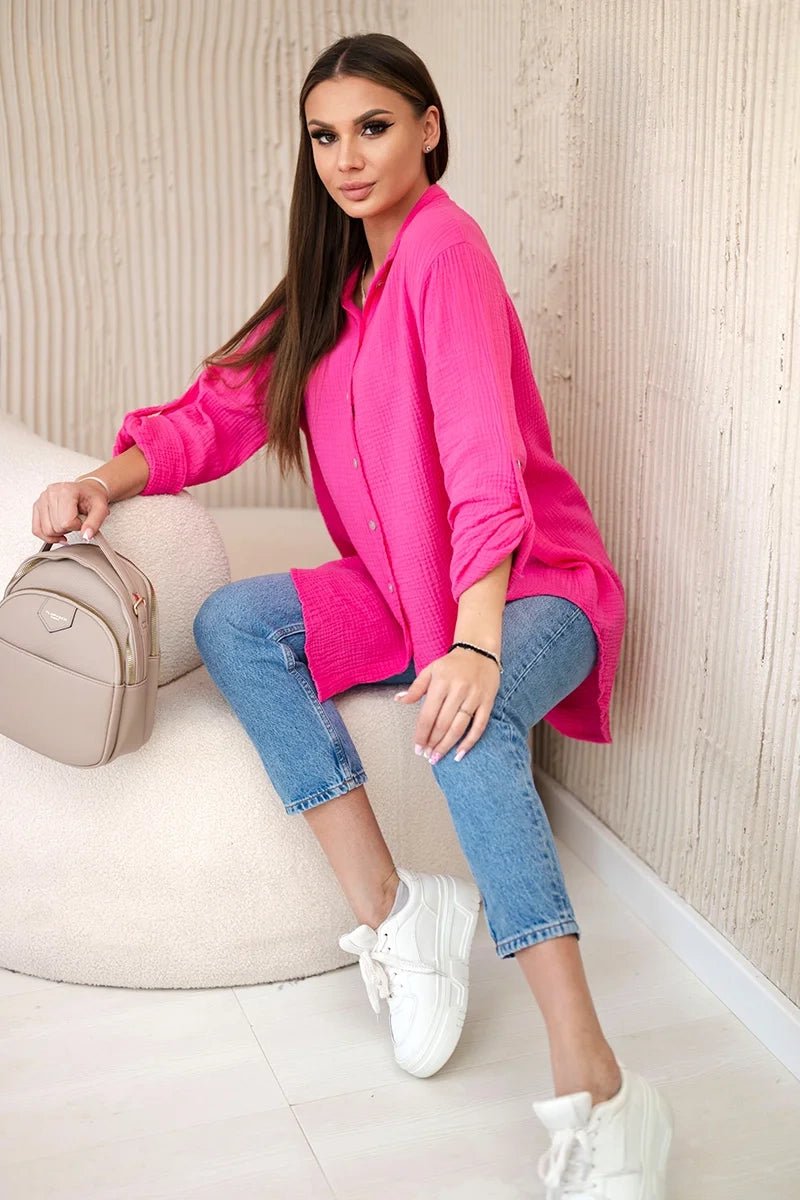 Cotton muslin shirt oversize ART208 / – Pink цвет / color | Lexline Fashion