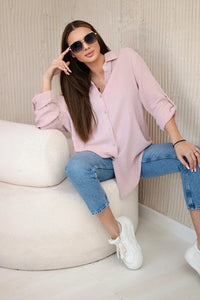 Cotton muslin shirt oversize ART208 / – Powder || Dark цвет / color | Lexline Fashion