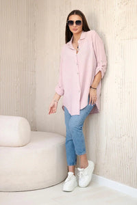 Cotton muslin shirt oversize ART208 / – Powder || Dark цвет / color | Lexline Fashion