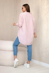 Cotton muslin shirt oversize ART208 / – Powder || Dark цвет / color | Lexline Fashion