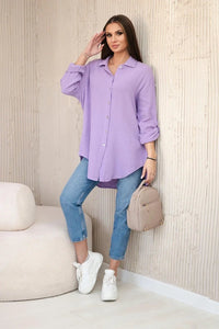 Cotton muslin shirt oversize ART208 / – Purple цвет / color | Lexline Fashion