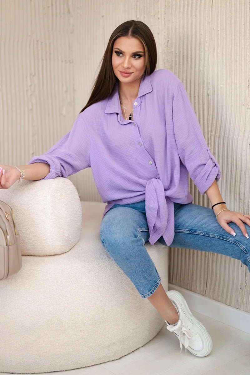 Cotton muslin shirt oversize ART208 / – Purple цвет / color | Lexline Fashion