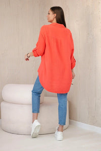 Cotton muslin shirt oversize ART208 / – Raspberry цвет / color | Lexline Fashion