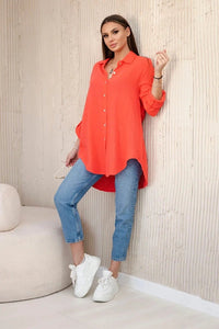 Cotton muslin shirt oversize ART208 / – Raspberry цвет / color | Lexline Fashion