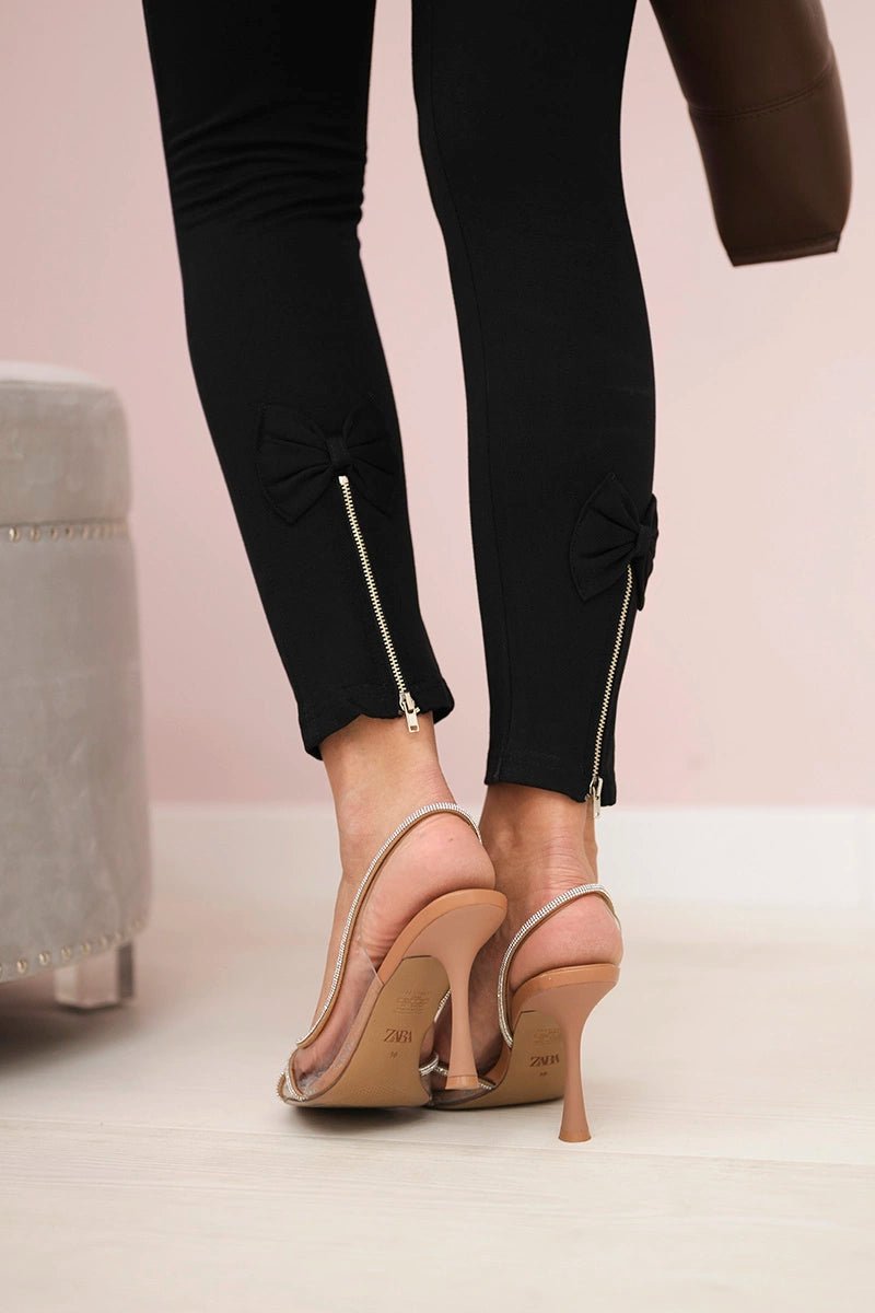 Cotton pants with a bow 3695 / – Black цвет / color | Lexline Fashion