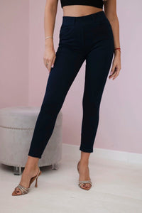 Cotton pants with a bow 3695 / – Navy blue цвет / color | Lexline Fashion