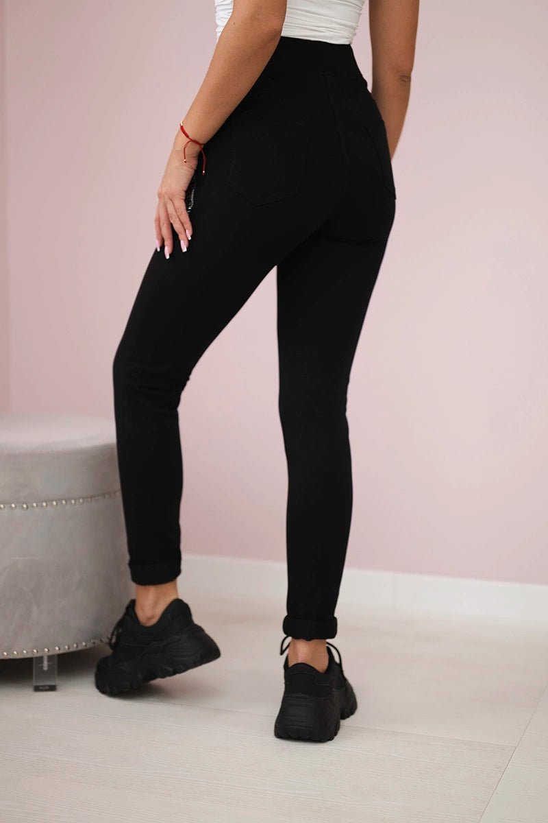 Cotton pants with decorative stripes 4907 / – Black цвет / color | Lexline Fashion