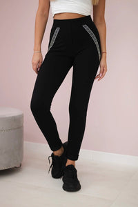 Cotton pants with decorative stripes 4907 / – Black цвет / color | Lexline Fashion