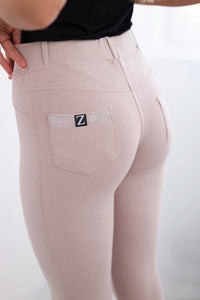 Cotton pants with zirconia on the back pockets 1120 / – Beige цвет / color | Lexline Fashion
