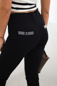 Cotton pants with zirconia on the back pockets 1120 / – Black цвет / color | Lexline Fashion