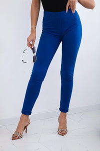Cotton pants with zirconia on the back pockets 1120 / – Blue cornflower цвет / color | Lexline Fashion