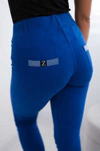 Cotton pants with zirconia on the back pockets 1120 / – Blue cornflower цвет / color | Lexline Fashion