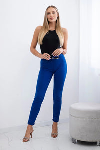 Cotton pants with zirconia on the back pockets 1120 / – Blue cornflower цвет / color | Lexline Fashion