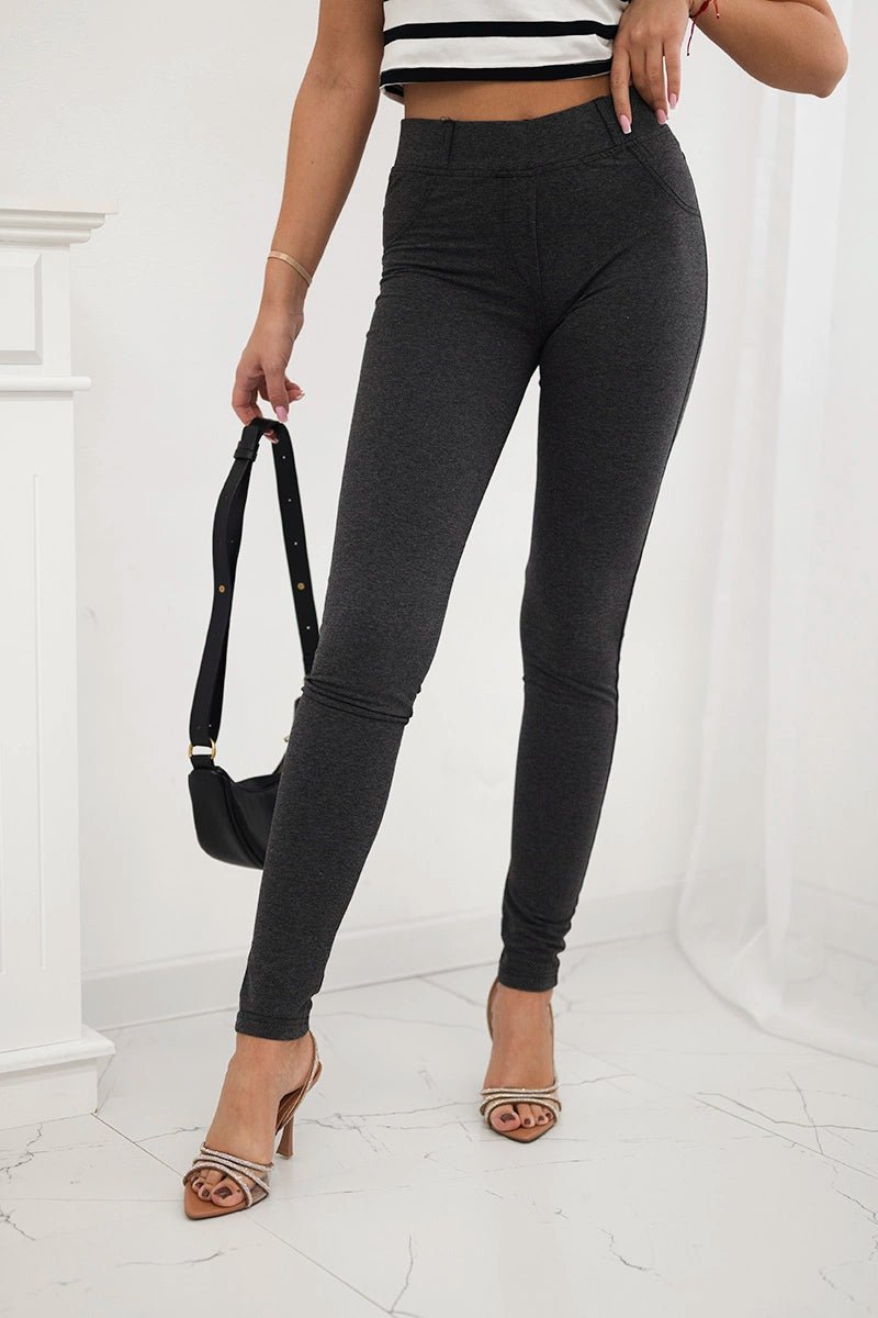 Cotton pants with zirconia on the back pockets 1120 / – Graphite цвет / color | Lexline Fashion