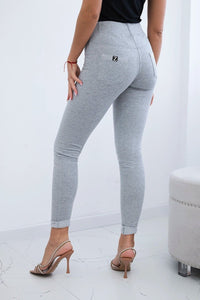 Cotton pants with zirconia on the back pockets 1120 / – Gray цвет / color | Lexline Fashion