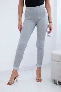 Cotton pants with zirconia on the back pockets 1120 / – Gray цвет / color | Lexline Fashion