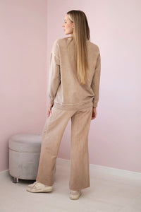 Cotton set Angel sweatshirt + pants ART90041 - 1 / – Camel цвет / color | Lexline Fashion