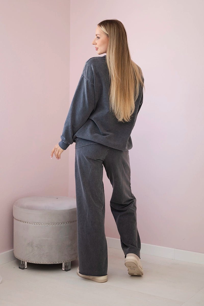 Cotton set Angel sweatshirt + pants ART90041 - 1 / – Graphite цвет / color | Lexline Fashion