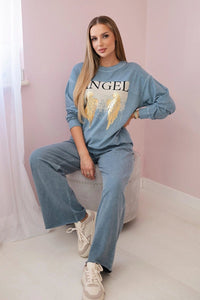 Cotton set Angel sweatshirt + pants ART90041 - 1 / – Jeans цвет / color | Lexline Fashion