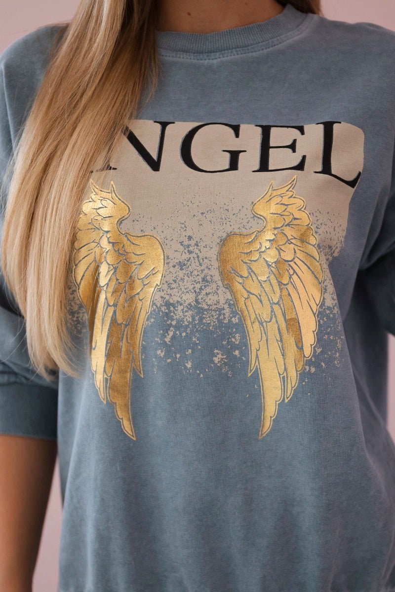 Cotton set Angel sweatshirt + pants ART90041 - 1 / – Jeans цвет / color | Lexline Fashion