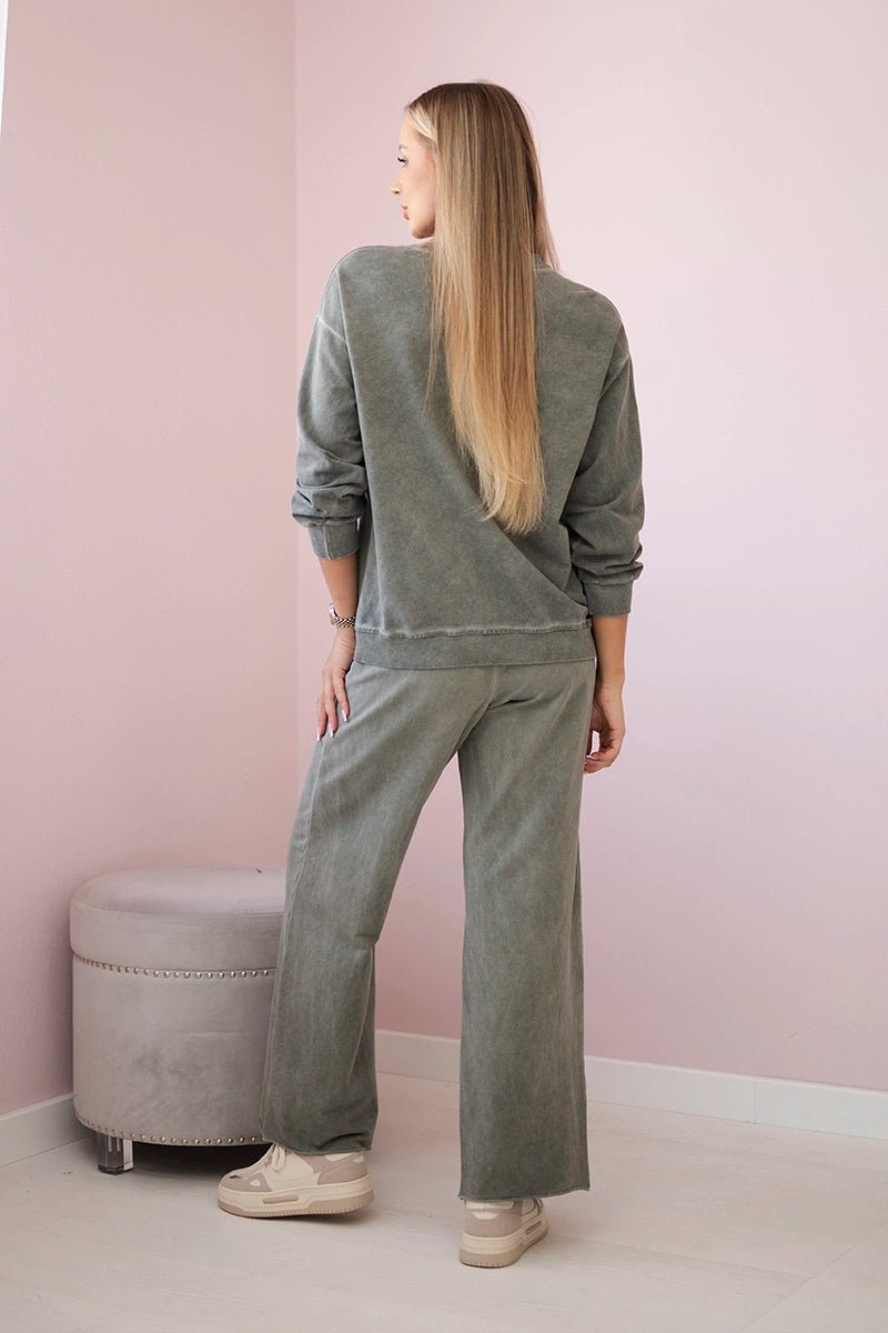 Cotton set Angel sweatshirt + pants ART90041 - 1 / – Khaki цвет / color | Lexline Fashion