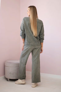 Cotton set Angel sweatshirt + pants ART90041 - 1 / – Khaki цвет / color | Lexline Fashion
