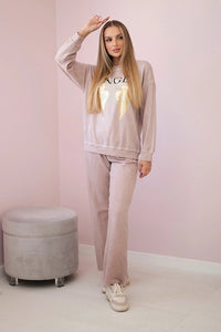 Cotton set Angel sweatshirt + pants ART90041 - 1 / – Powder цвет / color | Lexline Fashion