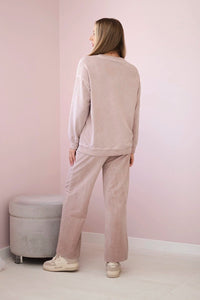 Cotton set Angel sweatshirt + pants ART90041 - 1 / – Powder цвет / color | Lexline Fashion