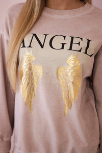 Cotton set Angel sweatshirt + pants ART90041 - 1 / – Powder цвет / color | Lexline Fashion