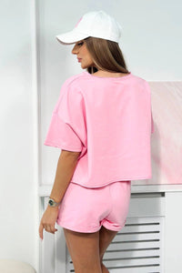 Cotton set blouse + shorts 9460 / – Light || Pink цвет / color | Lexline Fashion