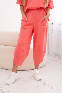 Cotton set blouse + trousers 6727 / – Apricot цвет / color | Lexline Fashion