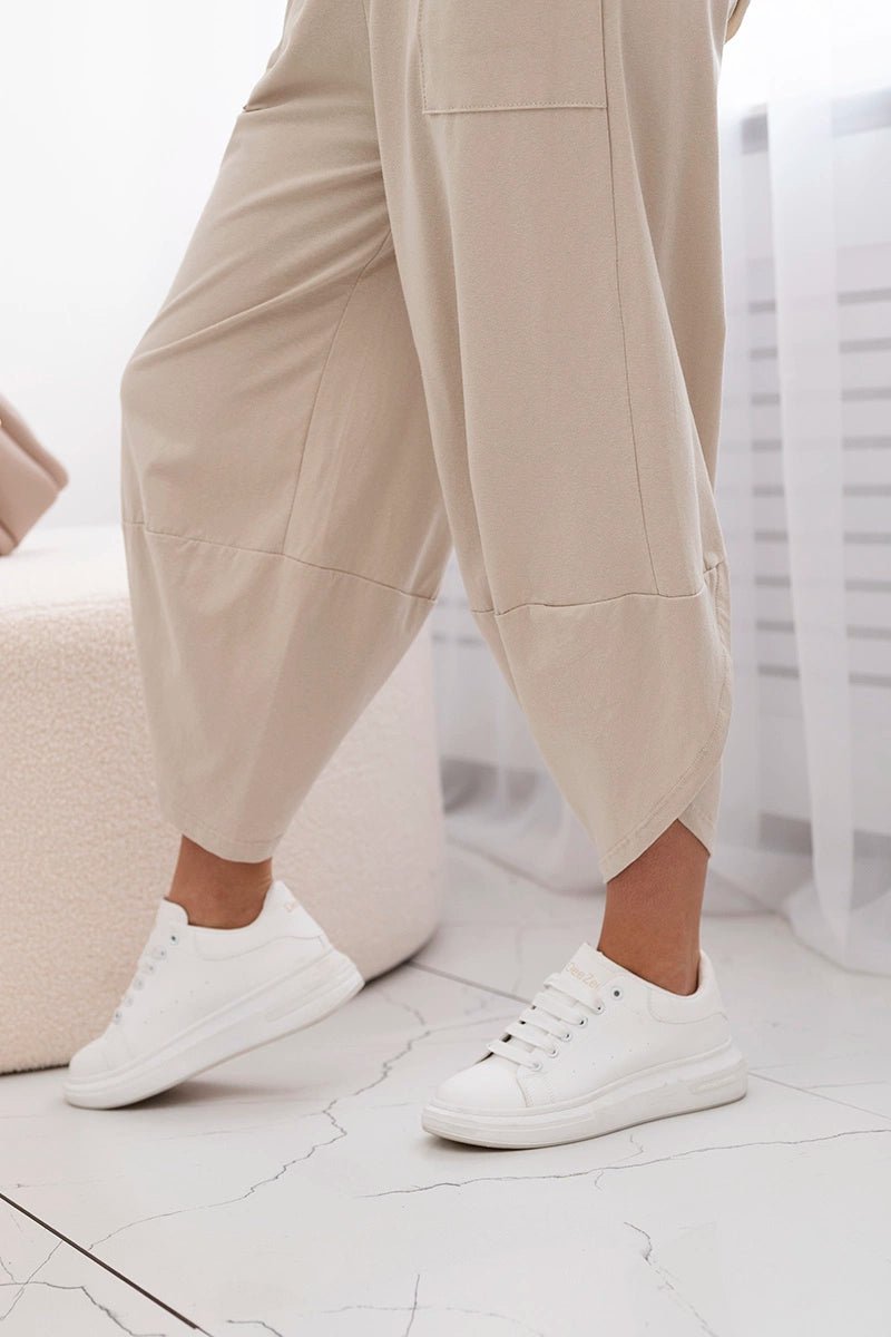 Cotton set blouse + trousers 6727 / – Beige цвет / color | Lexline Fashion