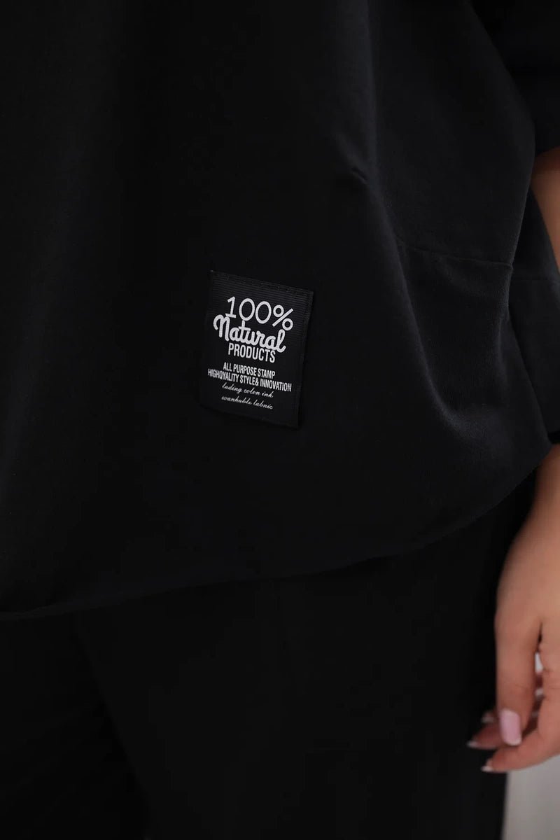 Cotton set blouse + trousers 6727 / – Black цвет / color | Lexline Fashion