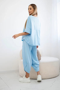 Cotton set blouse + trousers 6727 / – Blue цвет / color | Lexline Fashion