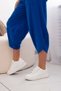 Cotton set blouse + trousers 6727 / – Blue cornflower цвет / color | Lexline Fashion