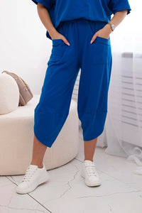 Cotton set blouse + trousers 6727 / – Blue cornflower цвет / color | Lexline Fashion