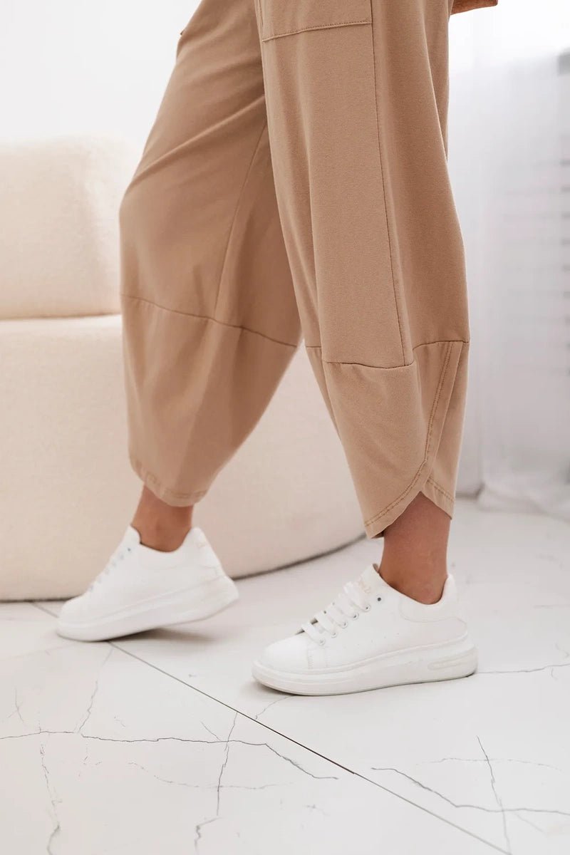 Cotton set blouse + trousers 6727 / – Camel цвет / color | Lexline Fashion