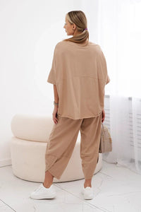 Cotton set blouse + trousers 6727 / – Camel цвет / color | Lexline Fashion