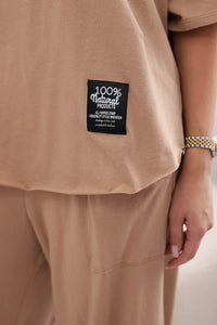 Cotton set blouse + trousers 6727 / – Camel цвет / color | Lexline Fashion