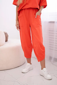Cotton set blouse + trousers 6727 / – Coral цвет / color | Lexline Fashion